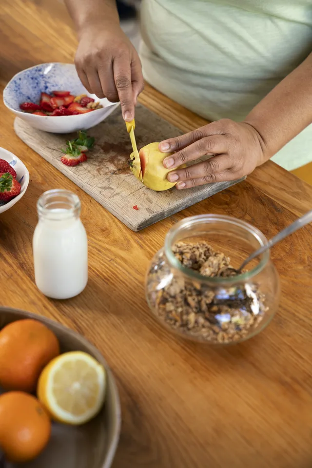 Preparing a bowl of food at home